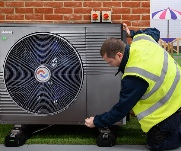 heat pump installation worker picture